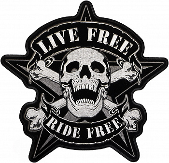 нашивка LIVE FREE SKULL BIKER - нш036