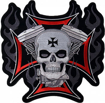 нашивка CROSS, MOTOR AND SKULL - нш027